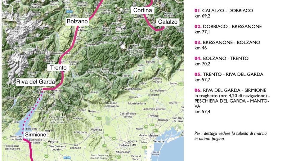 Programma 2023 Ciclovia di Sant’Andrea, da Calalzo a Mantova. Lasciatevi tentare.